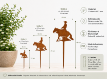 Cortenstahl Gartenstecker Reining Westernreiter