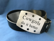 Gürtelschnalle, Gürtelschließe, Gürtelkoppeln Cowgirl, Westernreiterin